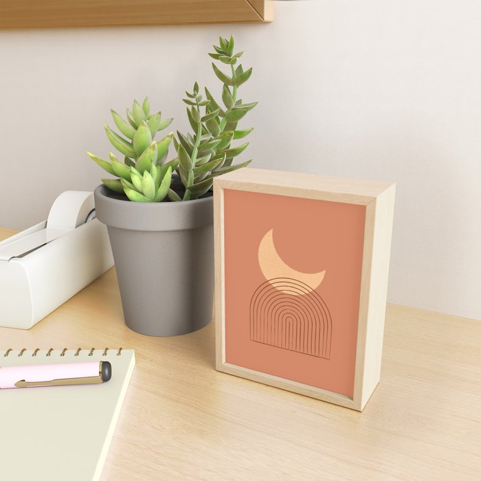 Moon Mountain Terra Orange - Mid century modern Mini Art Print Gallery Image 2