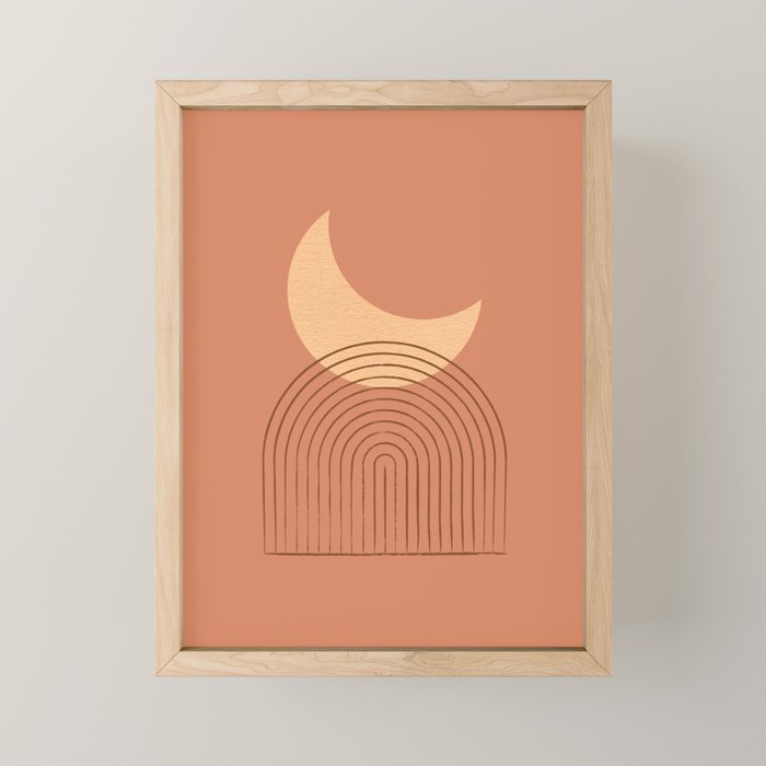 Moon Mountain Terra Orange - Mid century modern Mini Art Print Gallery Image 1