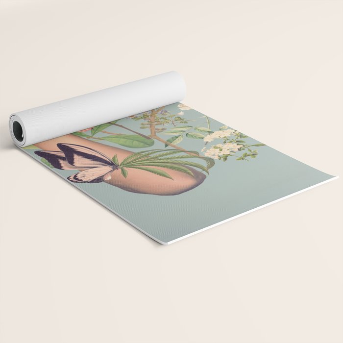 Minimal Collage/ Hand, Plants and Butterflies 4 Yoga Mat Gallery Image 2