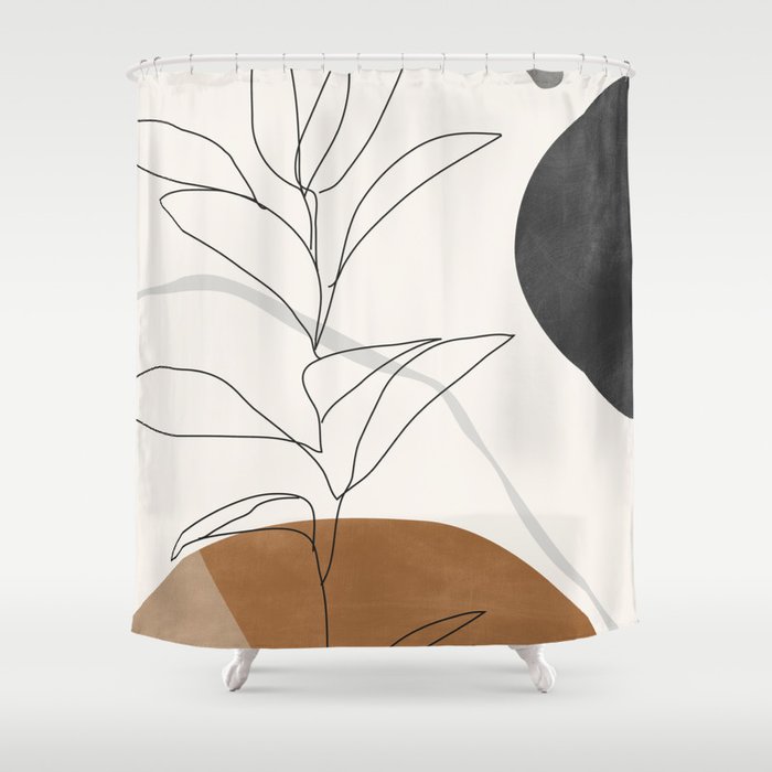 Abstract Art Minimal Plant Shower Curtain Gallery Image 1
