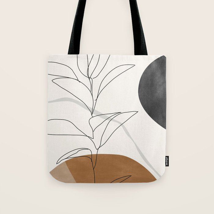 Abstract Art Minimal Plant Tote Bag Gallery Image 1