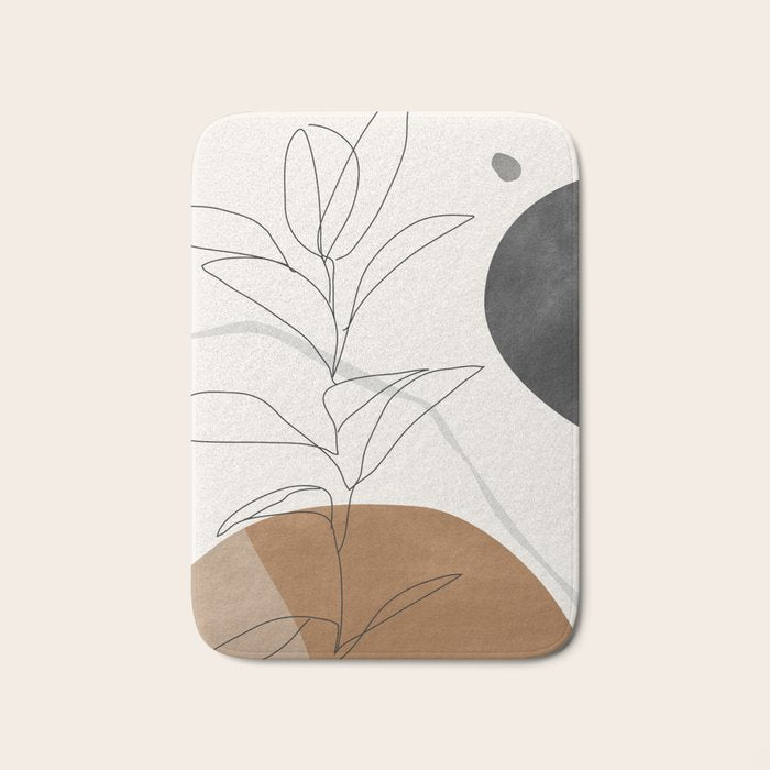 Abstract Art Minimal Plant Bath Mat Gallery Image 1