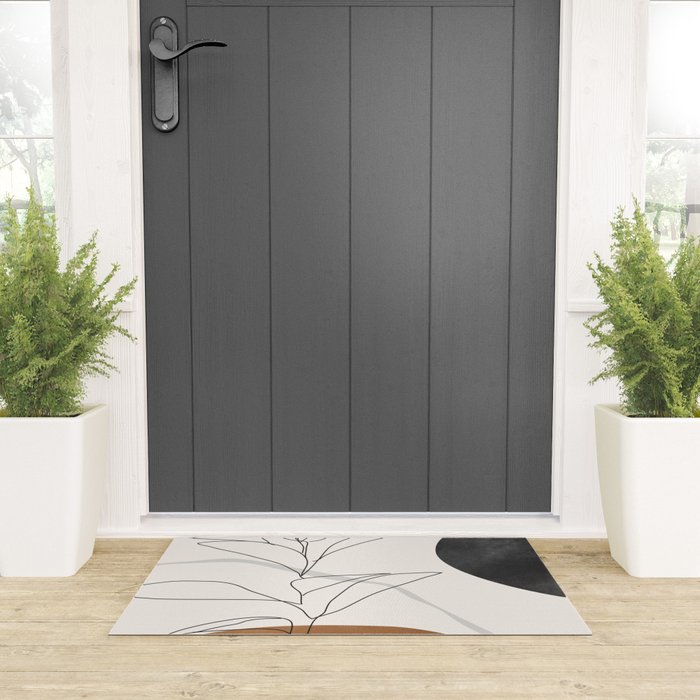 Abstract Art Minimal Plant Welcome Mat Gallery Image 3
