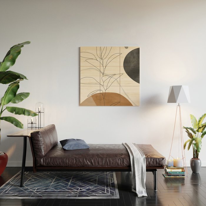 Abstract Art Minimal Plant Wood Wall Art Gallery Image 2