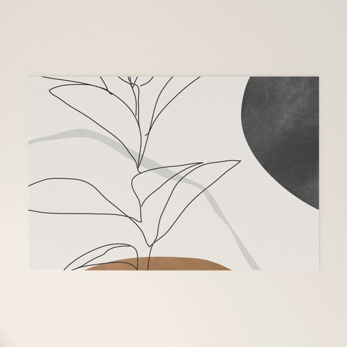 Abstract Art Minimal Plant Welcome Mat Gallery Image 1