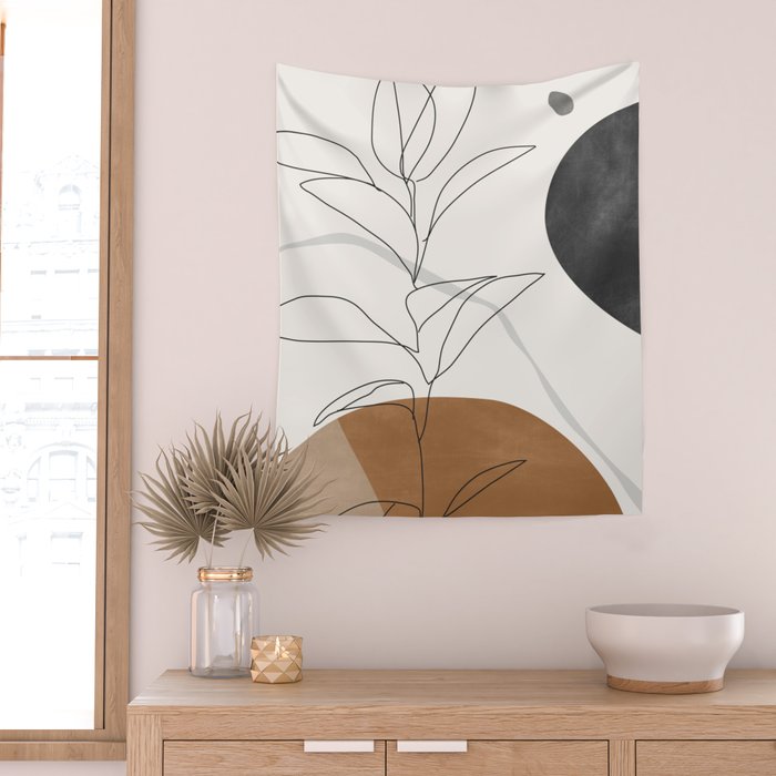 Abstract Art Minimal Plant Wall Tapestry Gallery Image 2