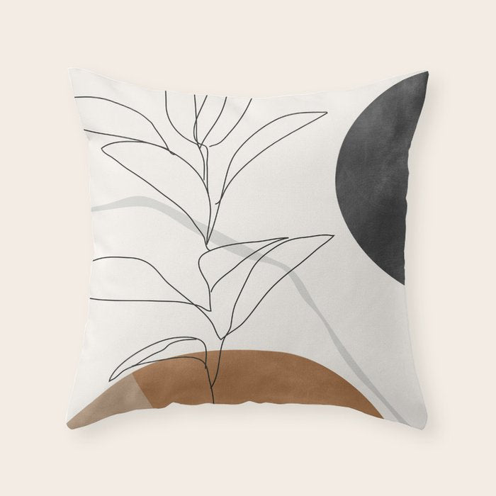 Abstract Art Minimal Plant Throw Pillow Gallery Image 1