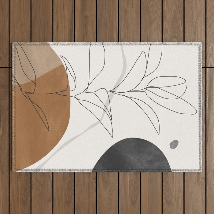 Abstract Art Minimal Plant Outdoor Rug Gallery Image 1