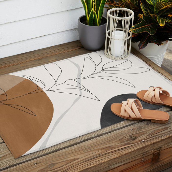 Abstract Art Minimal Plant Outdoor Rug Gallery Image 2