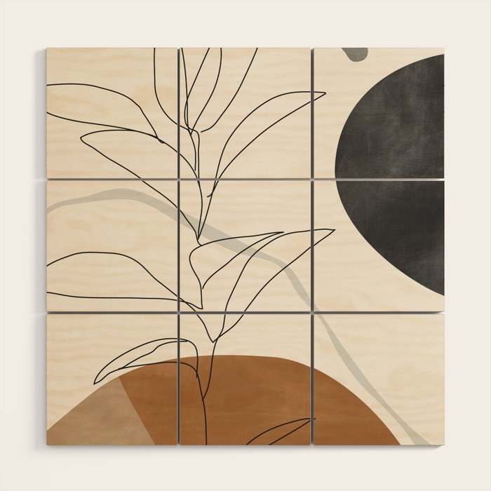 Abstract Art Minimal Plant Wood Wall Art Gallery Image 1