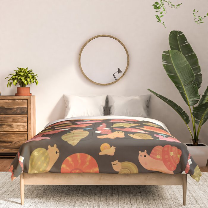 Snail and small flowers Comforter Gallery Image 3