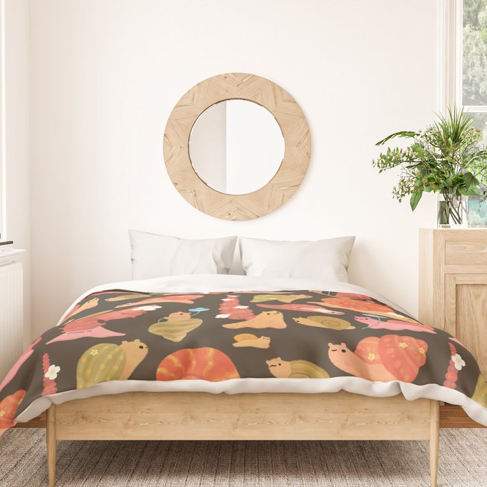 Snail and small flowers Duvet Cover Gallery Image 3