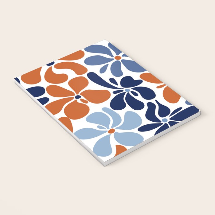 Abstract Flowers, Orange, Blue and White Notebook Gallery Image 3