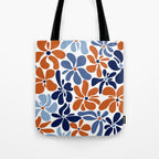 Abstract Flowers, Orange, Blue and White Tote Bag Gallery Image 1