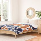 Abstract Flowers, Orange, Blue and White Duvet Cover Gallery Image 2
