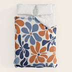 Abstract Flowers, Orange, Blue and White Duvet Cover Gallery Image 6