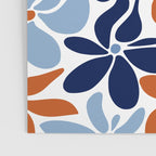 Abstract Flowers, Orange, Blue and White Poster Gallery Image 3