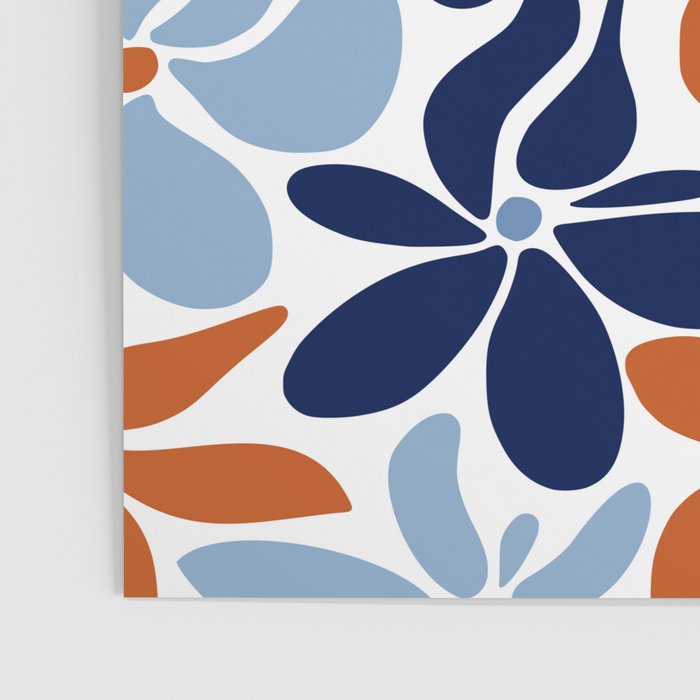 Abstract Flowers, Orange, Blue and White Poster Gallery Image 3