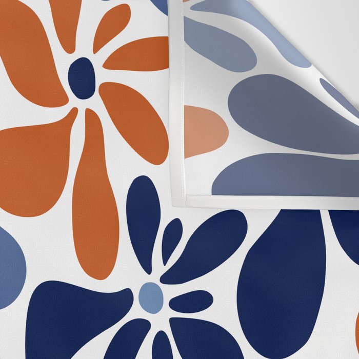 Abstract Flowers, Orange, Blue and White Wall Tapestry Gallery Image 3