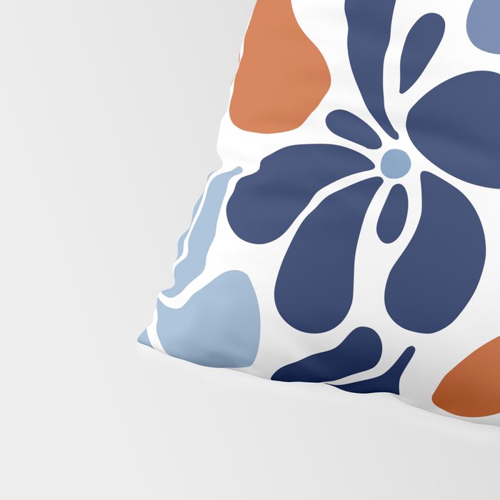 Abstract Flowers, Orange, Blue and White Pillow Sham Gallery Image 4