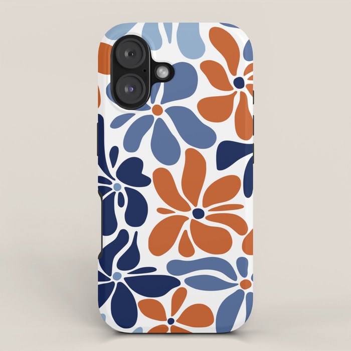 Abstract Flowers, Orange, Blue and White iPhone Case Gallery Image 1