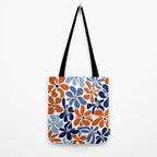 Abstract Flowers, Orange, Blue and White Tote Bag Gallery Image 2