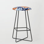 Abstract Flowers, Orange, Blue and White Stool Gallery Image 1