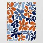 Abstract Flowers, Orange, Blue and White Poster Gallery Image 4