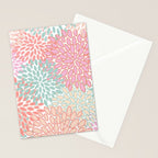 Festive, Floral Prints, Pink, Teal and Coral Stationery Card Gallery Image 2
