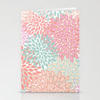 Festive, Floral Prints, Pink, Teal and Coral Stationery Card Gallery Image 2