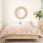 Festive, Floral Prints, Pink, Teal and Coral Duvet Cover Gallery Image 3