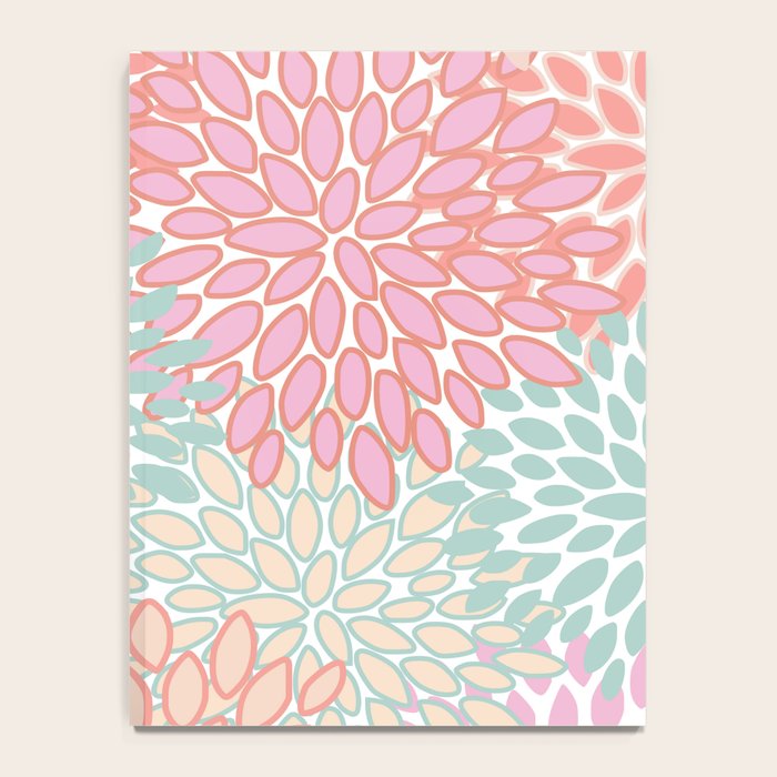 Festive, Floral Prints, Pink, Teal and Coral Notebook Gallery Image 4