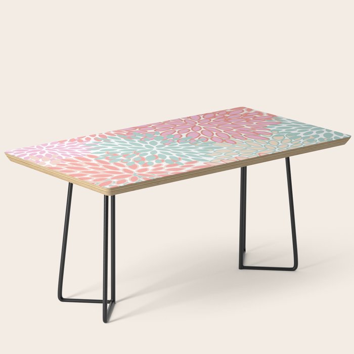 Festive, Floral Prints, Pink, Teal and Coral Coffee Table Gallery Image 1