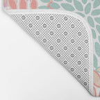 Festive, Floral Prints, Pink, Teal and Coral Bath Mat Gallery Image 2