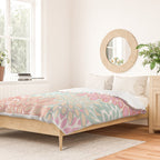 Festive, Floral Prints, Pink, Teal and Coral Duvet Cover Gallery Image 2