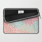 Festive, Floral Prints, Pink, Teal and Coral Laptop Sleeve Gallery Image 2