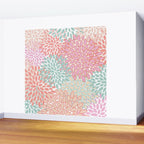 Festive, Floral Prints, Pink, Teal and Coral Wall Mural Gallery Image 2