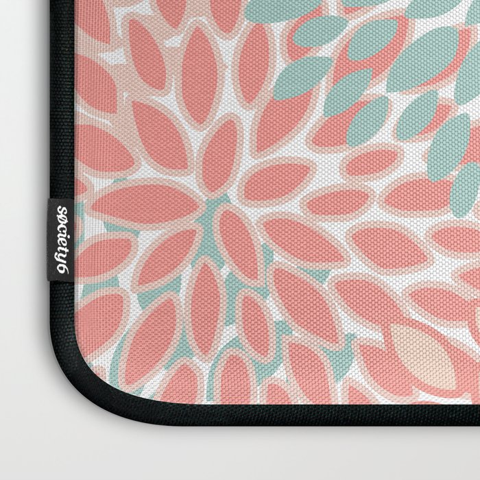 Festive, Floral Prints, Pink, Teal and Coral Laptop Sleeve Gallery Image 3