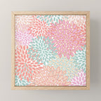 Festive, Floral Prints, Pink, Teal and Coral Mini Art Print Gallery Image 1