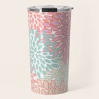 Festive, Floral Prints, Pink, Teal and Coral Travel Mug Gallery Image 1