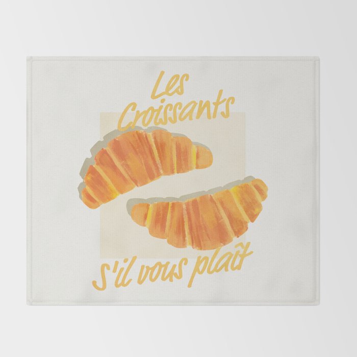 Croissants: Vintage Retro French Brunch Bakery Cafe Art Throw Blanket Gallery Image 2