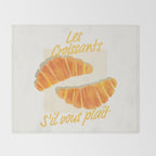 Croissants: Vintage Retro French Brunch Bakery Cafe Art Throw Blanket Gallery Image 2