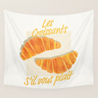 Croissants: Vintage Retro French Brunch Bakery Cafe Art Wall Tapestry Gallery Image 4