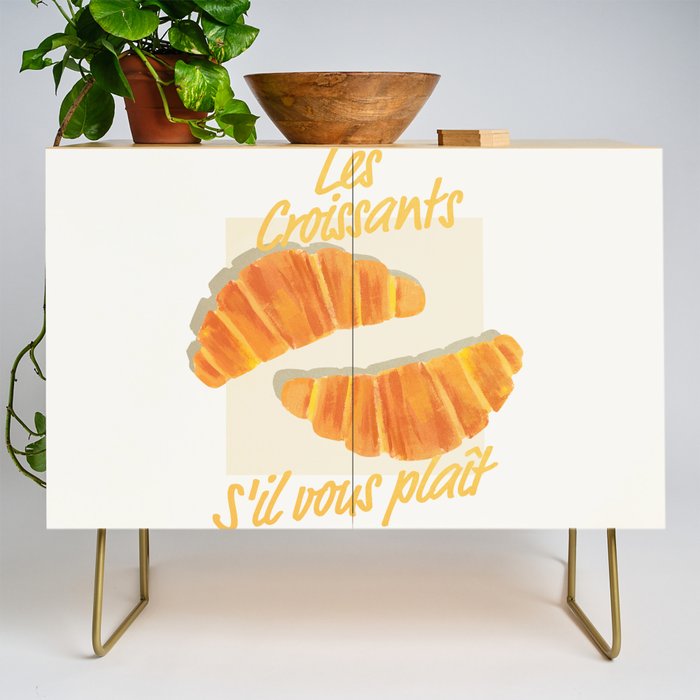 Croissants: Vintage Retro French Brunch Bakery Cafe Art Credenza Gallery Image 1