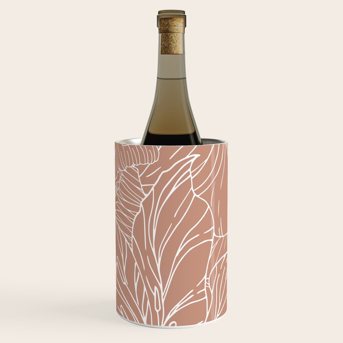 Floral, Butterfly Art, Line Drawing, Terracotta Wine Chiller Gallery Image 1