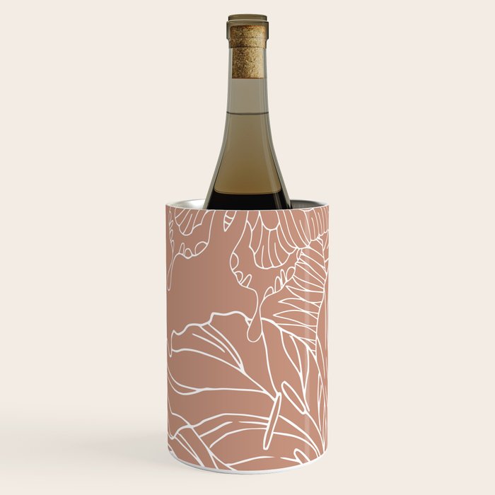 Floral, Butterfly Art, Line Drawing, Terracotta Wine Chiller Gallery Image 2