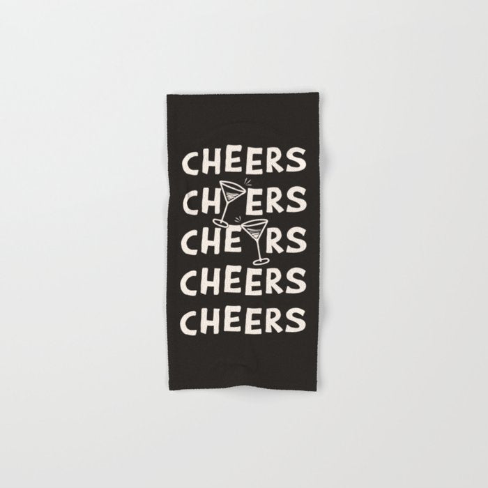 Cheers. Cocktails and Drinks in Black & White Bath Towel Gallery Image 1