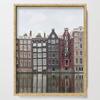 Buildings In Amsterdam City Picture | Dutch Canals Colorful Architecture Art Print | Europe Travel Photography Serving Tray Gallery Image 1
