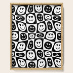 Black and white checkered love face pattern Serving Tray Gallery Image 1