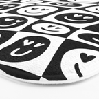 Black and white checkered love face pattern Bath Mat Gallery Image 3